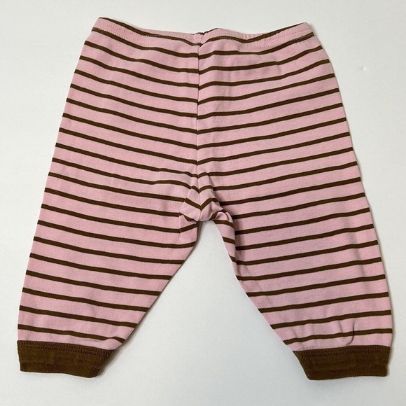 Coccoli Outfit 2-Piece Infant Girl 6M Pants Shirt Pink Brown Stripe Snap Elastic - Picture 6 of 14